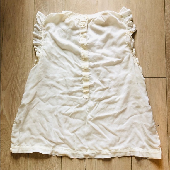 Anthropologie Cloth & Stone Cotton Ruffled Mock Neck Sleeveless Top in Off White - Picture 3 of 9